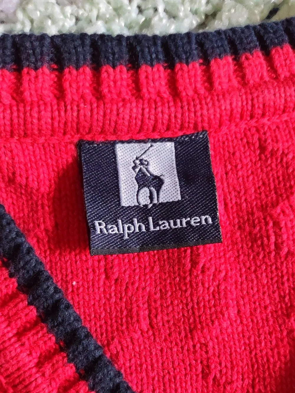 Ralph Lauren Boys Red Navy Wavy Sweater Vest